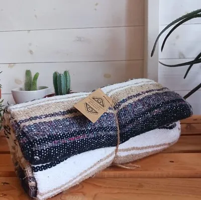 Mexican Falsa Blanket | Traditional Hand Loomed Coffee   120cm × 185cm • £29.99