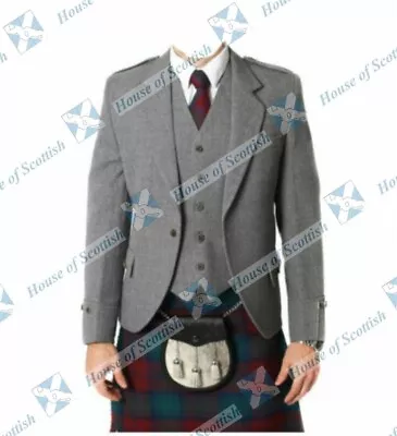 £95.99 • Buy Argyle Kilt Jacket With Waistcoat Tweed Wedding Jacket | Braemar / Crail Jacket