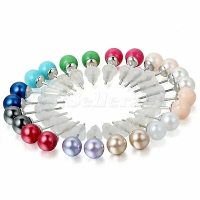 12 Pairs Lots Freshwater Pearl Mixed Multi-Color Ball Ear Studs Earrings Jewelry • $10.44