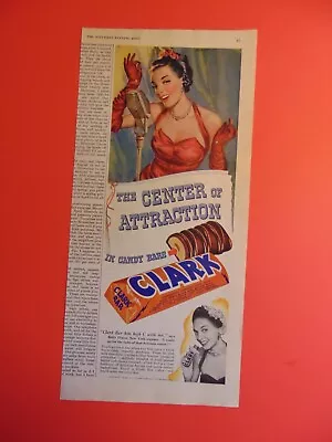 1948 CLARK CANDY BARS Singer Is Center Of Attention Vintage Art Print Ad • $6