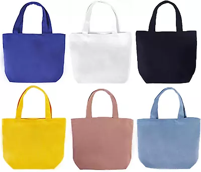 6 Pack Small Canvas Tote Bags 9X8X4Inch Reusable Cotton Shopping Bags Bulk DIY • $29.18