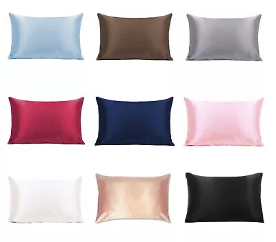 Soft Silk Pillowcase Satin Pillow Cases Cushion Covers Home Decor Bed Bedding • £3.89