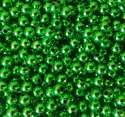 1000 Pcs Metallic Green Artificial Plastic Pearls 5mm Small Round Craft Beads • $9.99