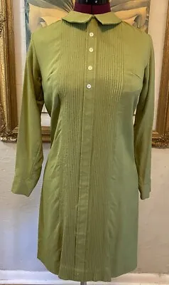 Vintage 60s The Art Shirt Peter Pan Collar Smock Mod Twiggy Green Shift Dress • $49