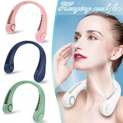 $8.99 • Buy Rechargeable USB Neck Fan Neckband Leafless Cooling Cooler Dual Effect Portable