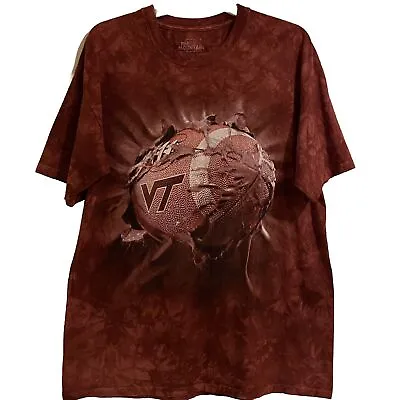 The Mountain Virginia Tech Burgundy Tie Dye Football T-shirt Size L Cotton/ • $17.97