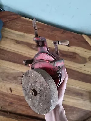 Vintage Hand Cranked Grinding Wheel Bench Grinder Sharpening Stone Old Tool Work • £11.99
