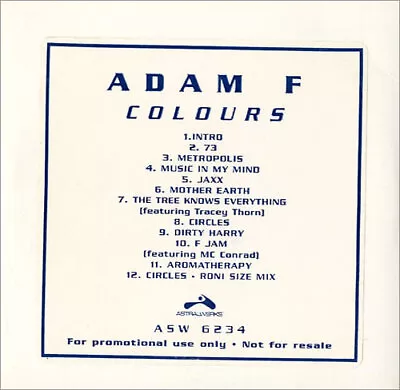 Colours Adam F CD Album (CDLP) USA Promo ASW6234 ASTRALWEEKS • £26.84