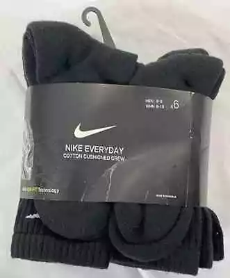 Nike Everyday Cushion Crew Socks Large - Pack Of 6 (Black) • $19.99