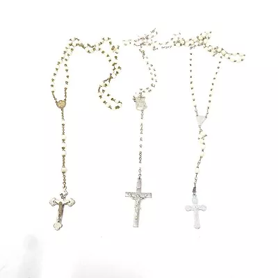 White Rosary Beads Lot Of 3 Vintage Sets Italy Jerusalem • $18.50