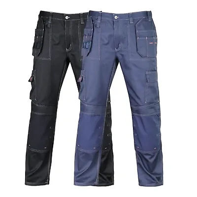 MENS Work Cargo Trousers With HOLSTER KNEE PAD POCKETS Cargo Combat Trouser • £13.29