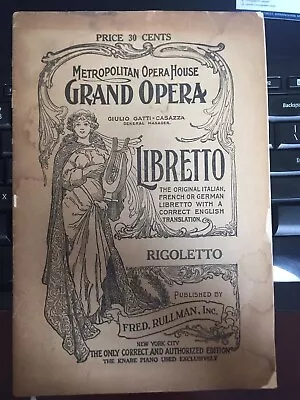 Vintage Metropolitan Opera House Libretto Rigoletto Verdi Victor Hugo History • $7.99