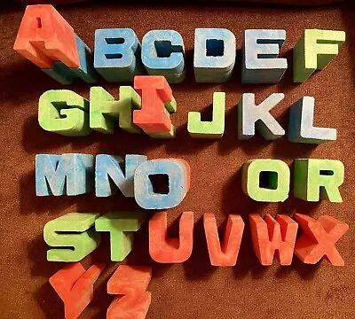 Lot 28 Tuff Stuff ABC's Alphabet Letters Blocks Vtg 1971 Mattel Chunky 2” Square • $15.99