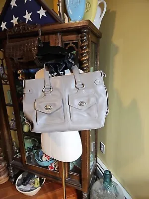 Vintage Via Spiga 90's Tote Handbag Womens Gray Leather  Bag New Read • $39