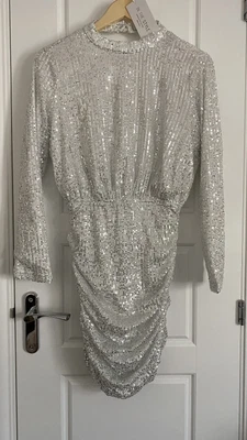 £9.99 • Buy In The Style Stretch Backless Sequin Dress Size Uk10 Nwt