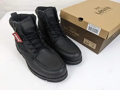 NIB! Levis Dawson 2.0 Tumbled Leather Boots Black Mono Chrome Men's Size US 9 M • $31.50