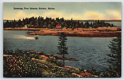Postcard - Entering Five Islands Harbor Maine - Posted In 1944 Linen (M5h) • $5.99