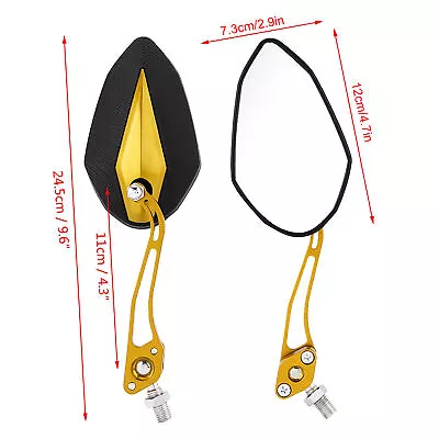 ・Pair 8mm 10mm Motorbike Motorcycle Rearview Mirror Rear View Side Mirrors Yello • $14.86