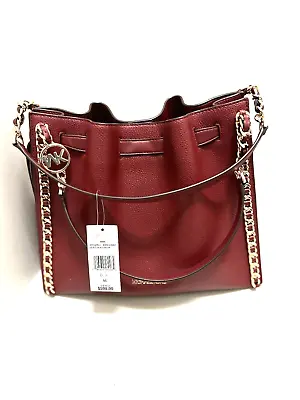 Michael Kors Mina Large Chain Shoulder Leather Bag Handbag Purse Dark Cherry • $142
