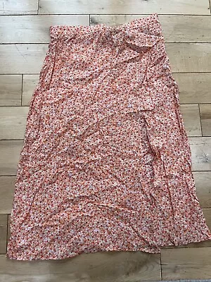 Floral Orange Skirt - H&M Size 46 / 18 • £3