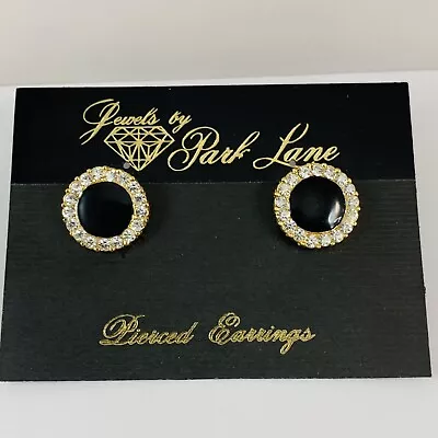 Vintage Jewels By PARK LANE Black Center With Crystal Accents Post Earrings NOS • $19.99