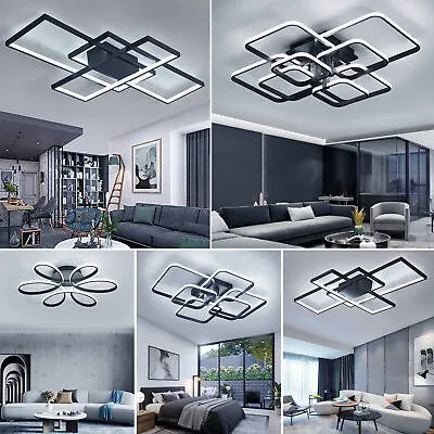 Modern Chandelier LED Lamp Black Frame Ceiling Light Living Room Pendant Lights • £40.99