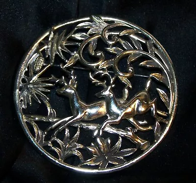 VINTAGE Deer Pin Brooch-Silver Tone-Signed SC-Sarah Coventry-Estate Jewelry • $14.65