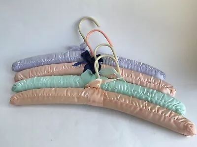 Vtg 4 Satin Padded Clothes Hangers MULTI COLORS 15.5  • $21.90