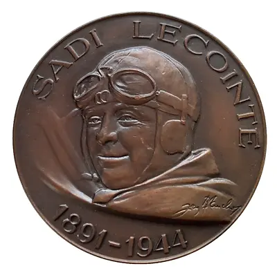 France Aviation Olympic Bronze Art Medal  Joseph Sadi-Lecointe  60mm 107gr • £22.55