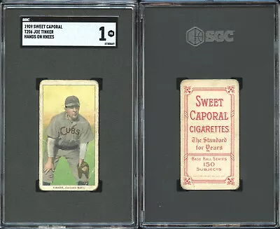 T206 Joe Tinker Hands On Knees HOF ~~ SGC 1 ~~ Sweet Caporal 150/30 Back • $289.99