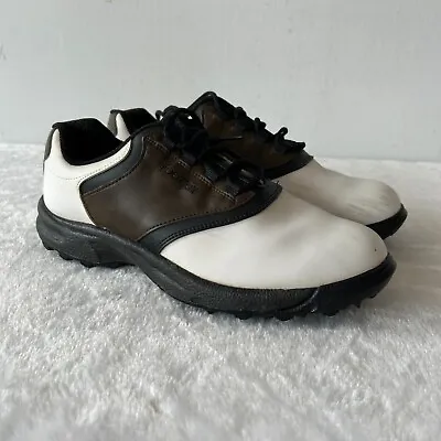 Footjoy Icon White & Brown Leather Golf Cleats Mens Size 11 Golf Shoes • $22.48