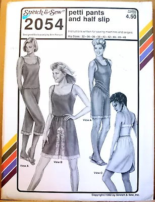 Vintage Stretch & Sew 2054 Petti Pants Half Slip Pattern Hip Size 32 - 48 Uncut • $9.99