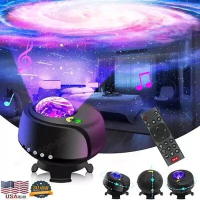 Galaxy Projector Starry Sky Night Light Ocean Wave BT Speaker LED Lamp W/ Remote • $26.89