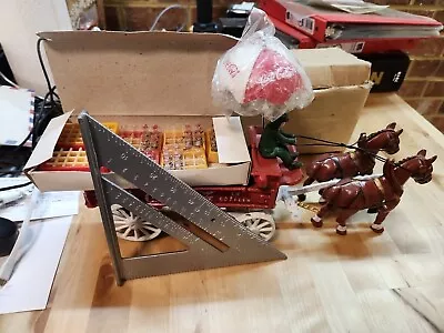 Vintage. Cast Iron Coca-Cola.Horse Drawn Wagon. With Umbrella With Coke Bottles • $25