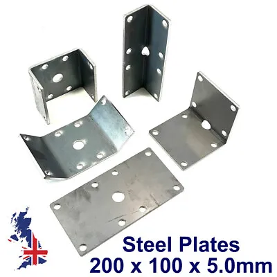 Steel 200 X 100 X 5 Flat Folded ANGLE & U Corner Shelf Brackets Super Strong ZB • £7.25