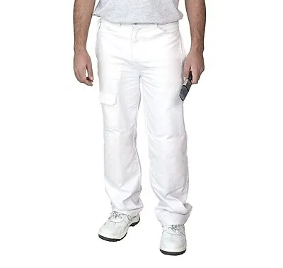 ProDec Painters Decorators Trousers White Work Pants Quilted Knee Pad Pockets • £23.29