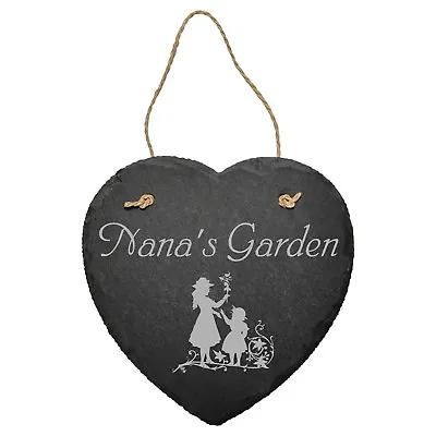 Personalised Engraved Garden Slate Heart Plaque Sign Mum Nana Name Birthday Gift • £9.95