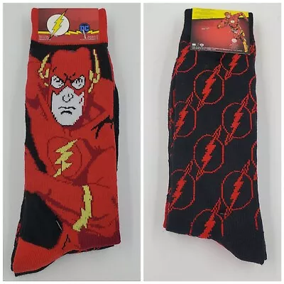 2 Pair DC Comics The Flash Crew Socks Adult Shoe Size 6-12 Gift L3 MP • $10.99