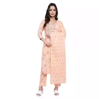 Printed Trouser Set With Duppata Traditional Look Indian Women Party Wear Gift • $44.15