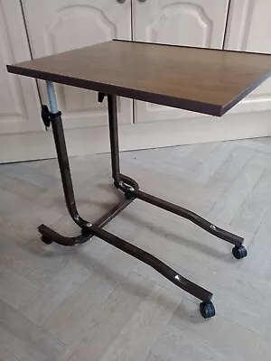 Movable Adjustable TV Dinner Laptop Tray Table Desk On Wheels. Mobility Item • £9.99