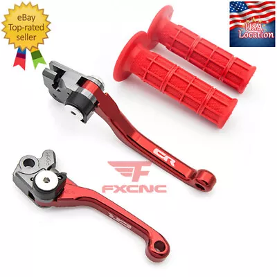 For Honda CR80R CR85R 1998-2007 2003 2005 CNC Brake Clutch Levers Grips Logo Red • $42.21