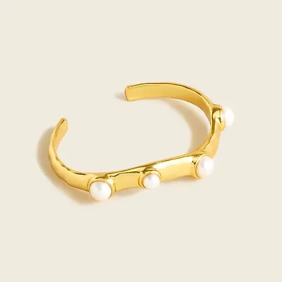 New J.CREW Size M / L Freshwater Pearl Inlay Cuff Bracelet • $16.95