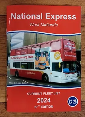 National Express West Midlands Fleet List 2024 Softback Book NxWM Pocket Book • £4.25