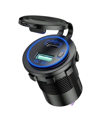 Type-C PD+QC 3.0 USB Car Charger Socket Adapter Power Campervan Charging 12V 24V • £9.99