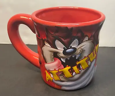 Tazmanian Devil Attitude Embossed 3D Ceramic Coffee Mug Cup Warner Bros Red • $11.96
