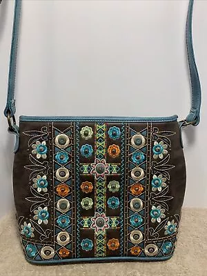 P & G Faux Leather Embroidered And Studded Concealed Carry Crossbody Purse • $59