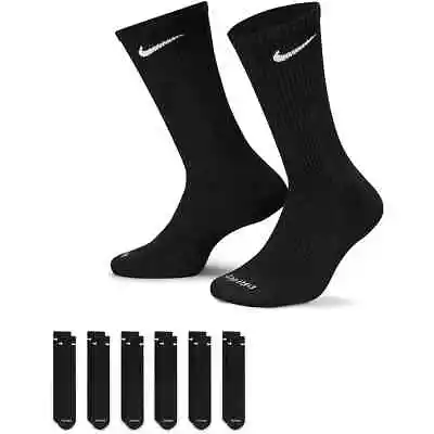 Nike Crew Socks 6 Pack Dri-Fit Black Everyday Plus NEW Men’s Extra Large 12 - 15 • $23.99