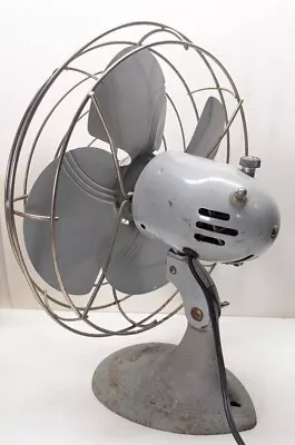 VTG  12” Oscillating Fan Streamline Art Deco Atomic MCM INDUSTRIAL BULLET PATINA • $99.99