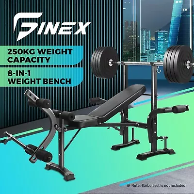 Finex Weight Bench 8-in-1 Press Multi-Station Fitness Weights Squat Rack Incline • $149.90