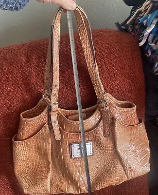 NICOLE MILLER Burnt Orange Croc Embossed Faux Bag Leather Handbag/Shoulder/purse • $8.99